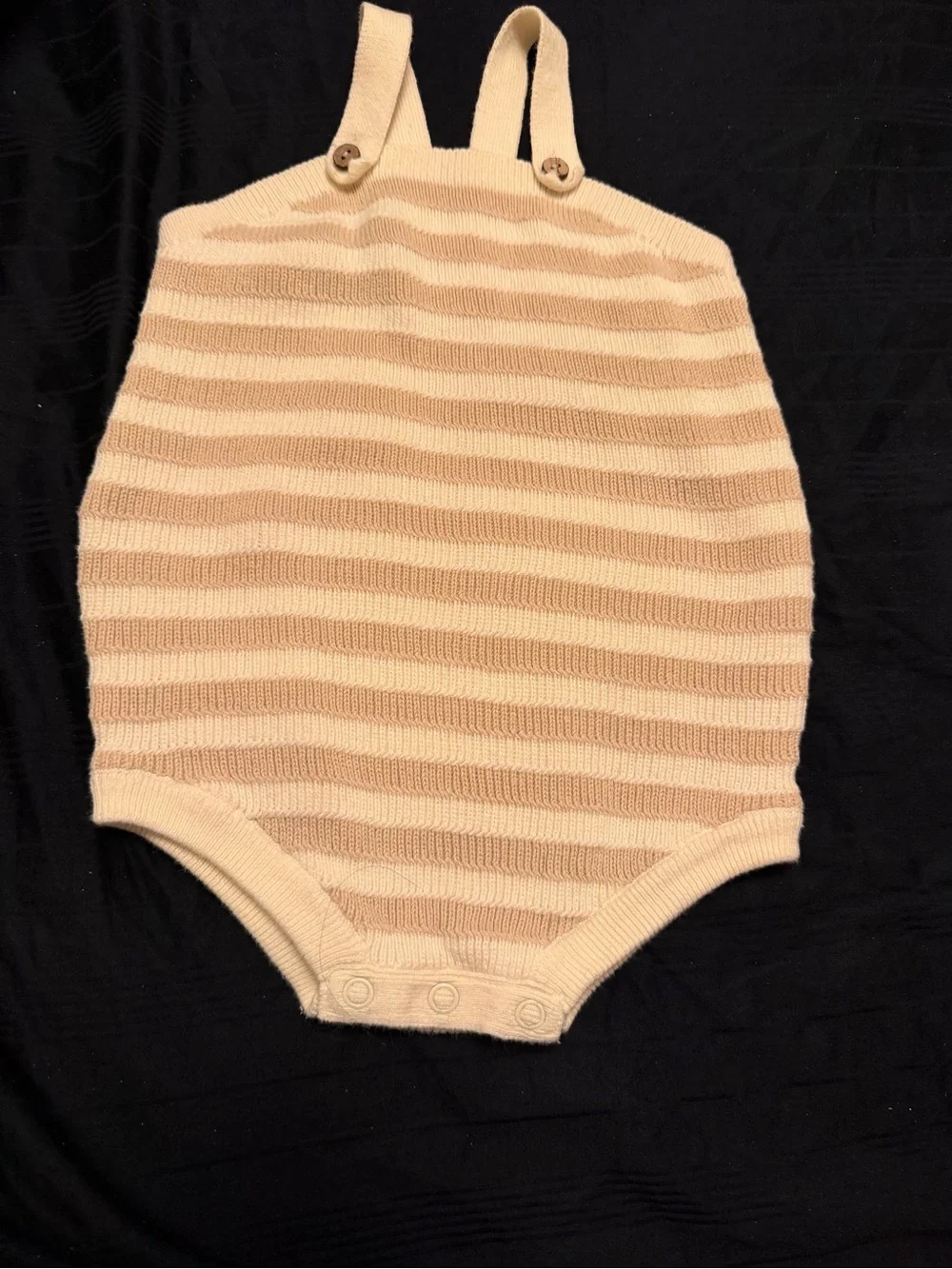 Rylee + Cru Tan and Cream Striped Knit One-Piece Bodysuit